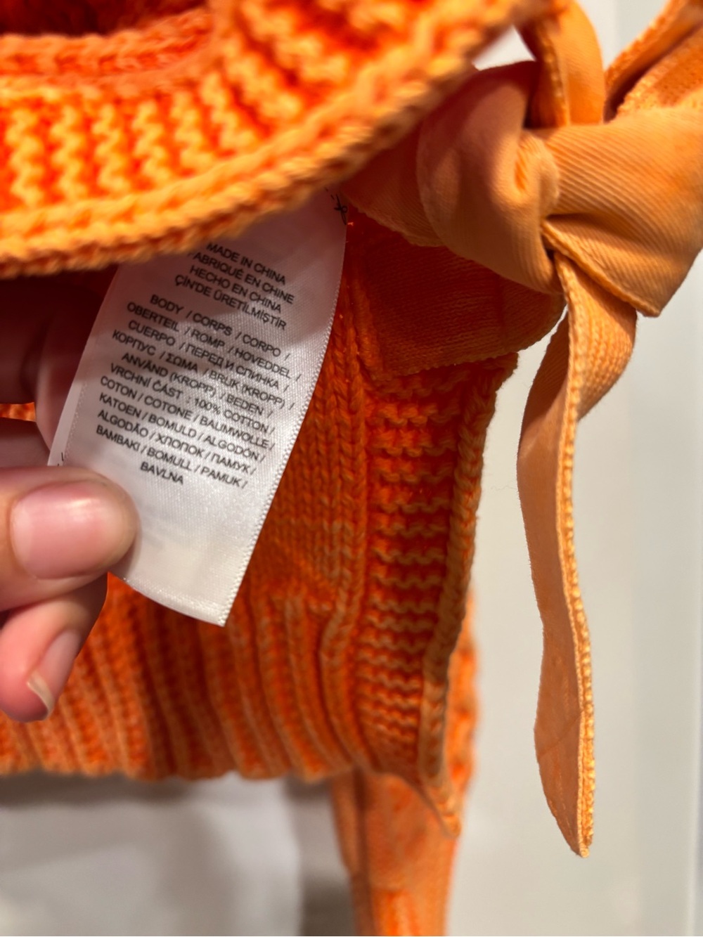 NWT Polo Ralph Lauren Orange 100% Cotton Cable Knit Cropped Sweater Size Large - Picture 4 of 5